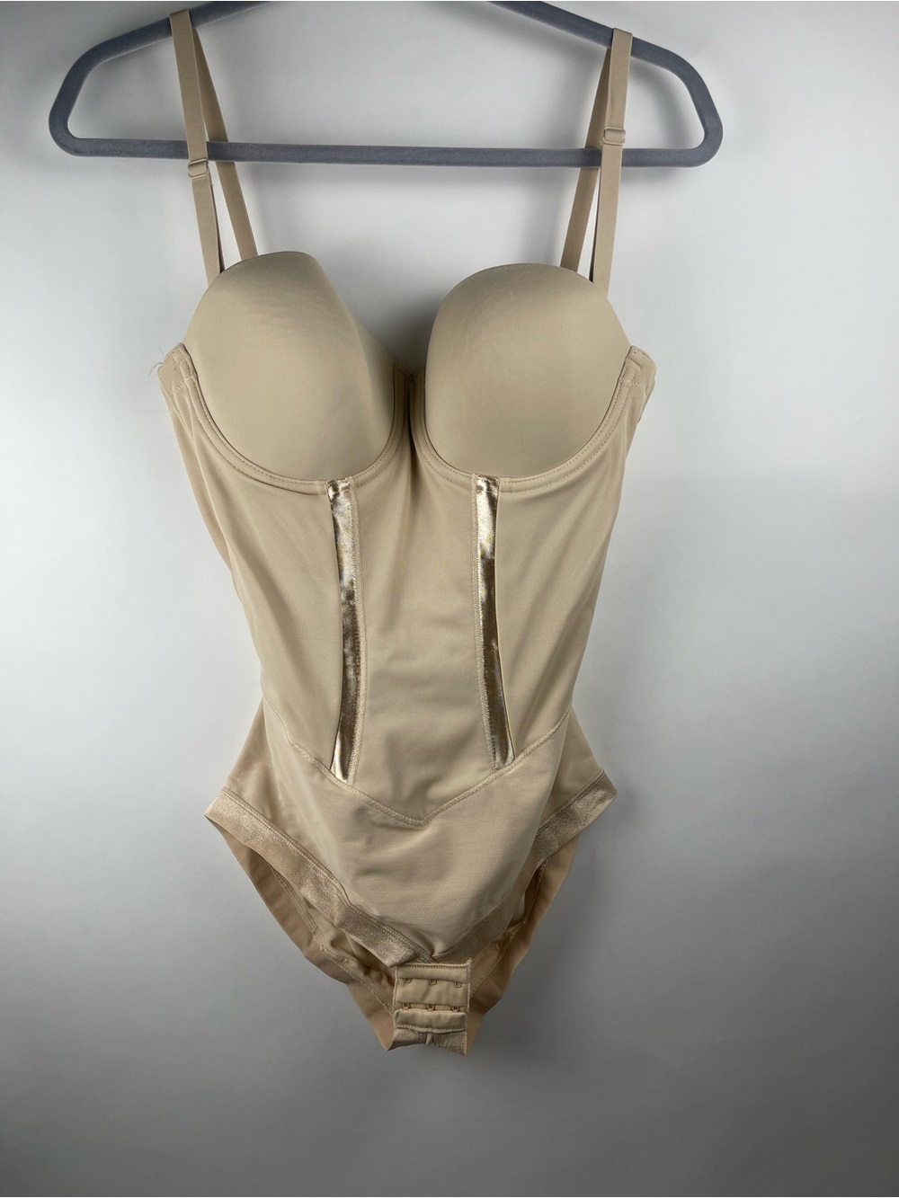 Maidenform Nude Sculpting Bustier Bodysuit with Satin Trim